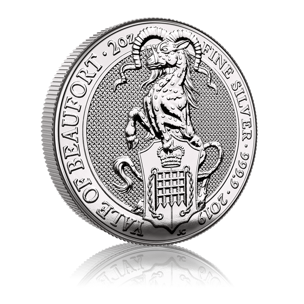 2oz Silver Royal Mint Queens Beasts Yale Of Beaufort (2019) 4